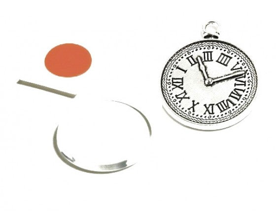 Bezel Pendant Kit - Clock - 1 set - Antique Silver