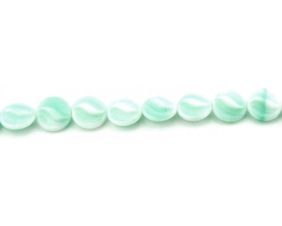 Glass - Coin (Puff) - 14mm - 15 pieces - Lime Green