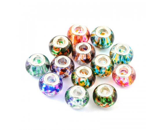 Glass - Rondelle (European Style)- 15mm x 12mm - 1 piece - Spray Painted