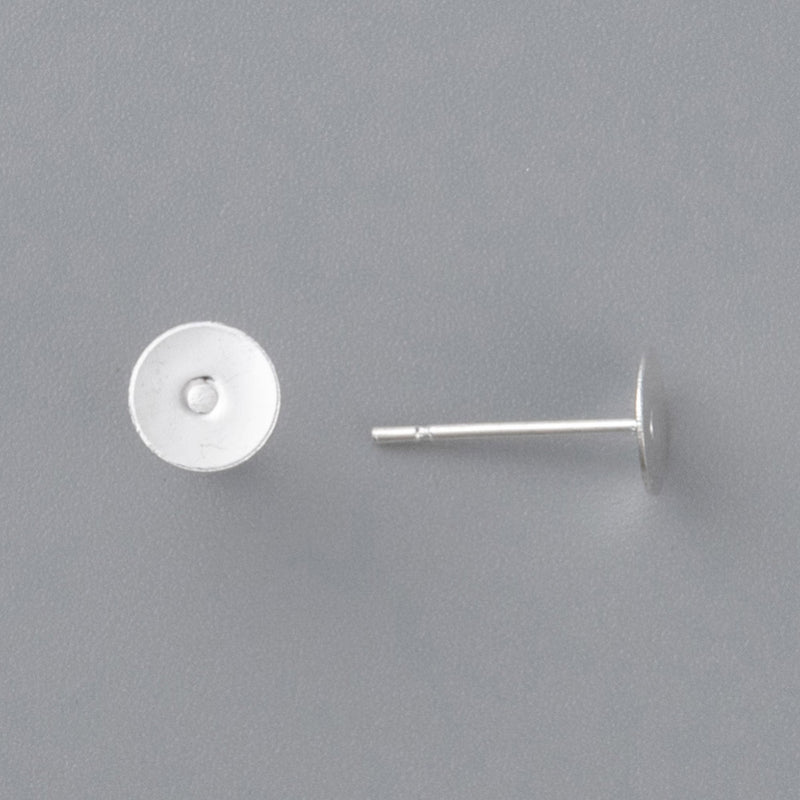 Ear Post - 6mm Pad - Stainless Steel - 5 pairs (10 pieces)