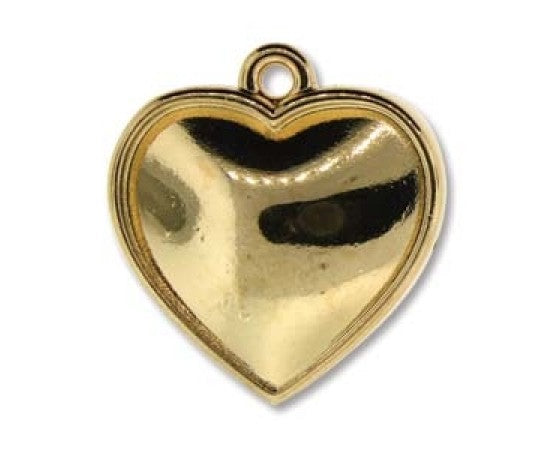 Bezel Pendant - Heart - 19mm