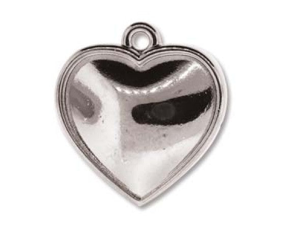 Bezel Pendant - Heart - 19mm