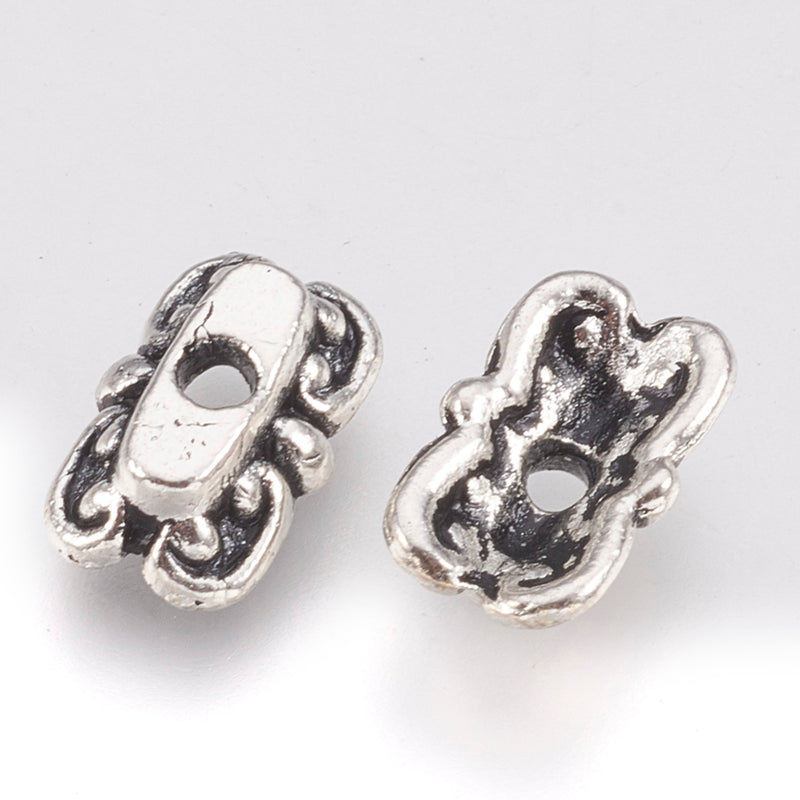 Bead Caps - Metal - 11mm x 7mm - Antique Silver