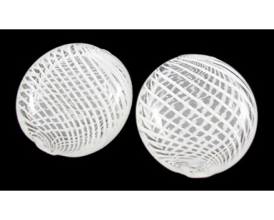 Hand Blown Glass - Venetian Style - Round (Flat) - 20mm - White