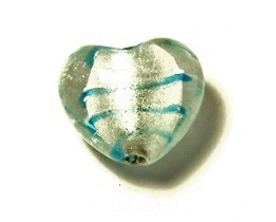 Lampwork - Silver-Foil - Heart - 5 pieces