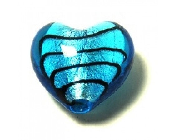 Lampwork - Silver-Foil - Heart - 5 pieces