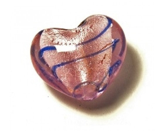 Lampwork - Silver-Foil - Heart - 5 pieces