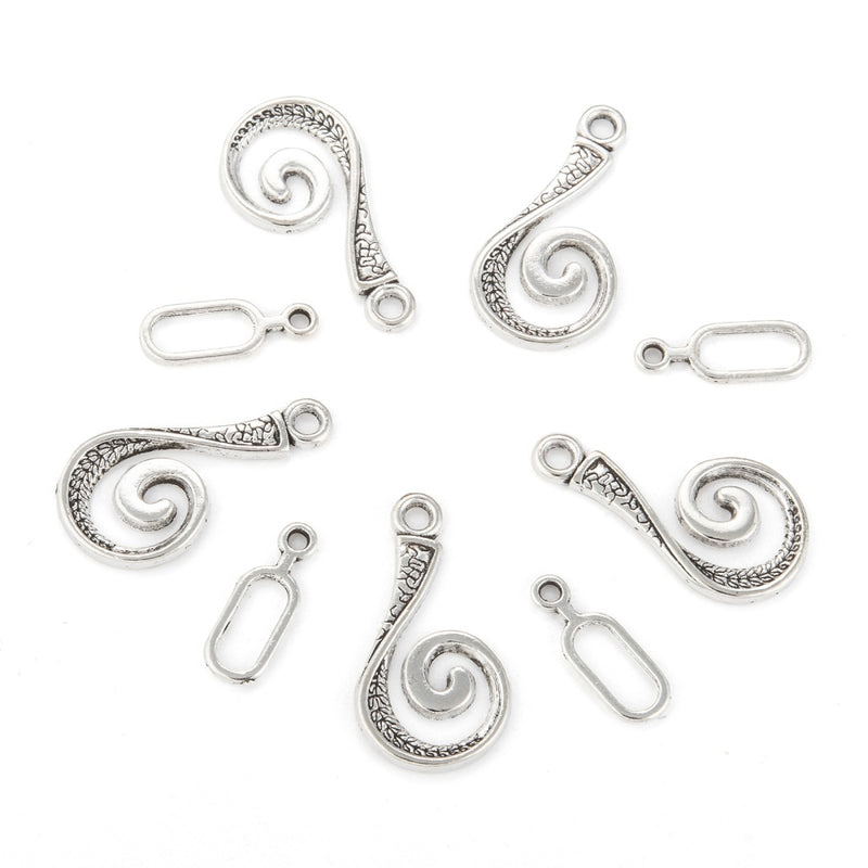 Clasp - Hook and Eye - Antique Silver