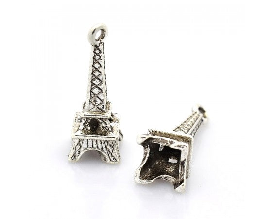Charms - Eiffel Tower - 23mm x 8mm - 10 pieces - Antique Silver