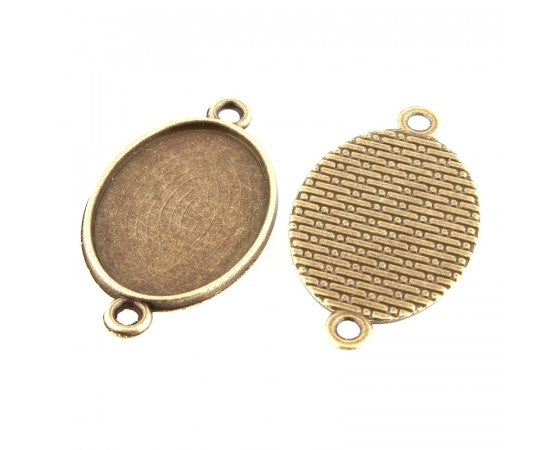 Bezel Connectors - Oval - 25mm x 18mm - 1 piece - Antique Bronze