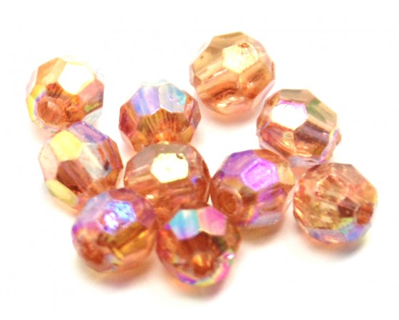 Acrylic - Round - Faceted - 6mm - 60 pieces