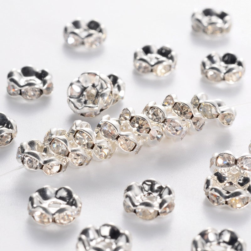 Rondelles with Rhinestones - 8mm - 20 pieces