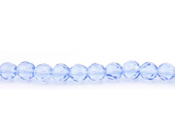 Glass - Round (Faceted) - 4mm - 30cm Strand - Light Blue