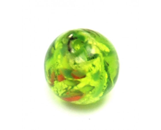 Lampwork - Silver-Foil - Round - 10mm - Green - 10 pieces