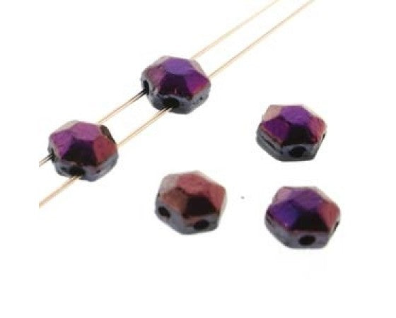 Czech - Honeycomb Jewel - Two Holed - Chiseled - 6mm - 1 strand (30 beads)