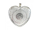Bezel Pendant - Heart - Economy - 32mm x 25mm - 1 piece - Silver
