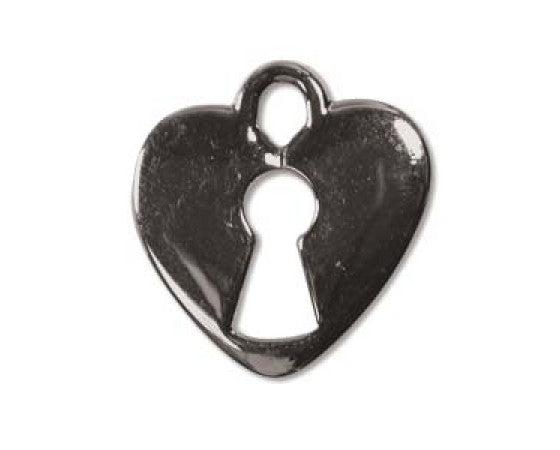 Pendant - Heart with Key Hole - 19mm