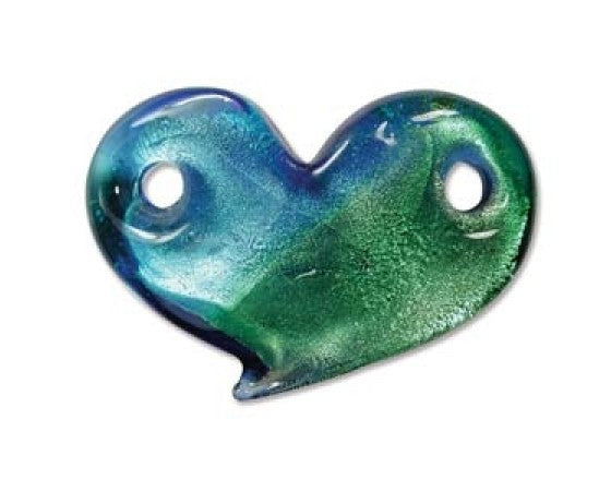 Art Glass - Heart (Two Holes) - 42mm x 27mm - 1 piece