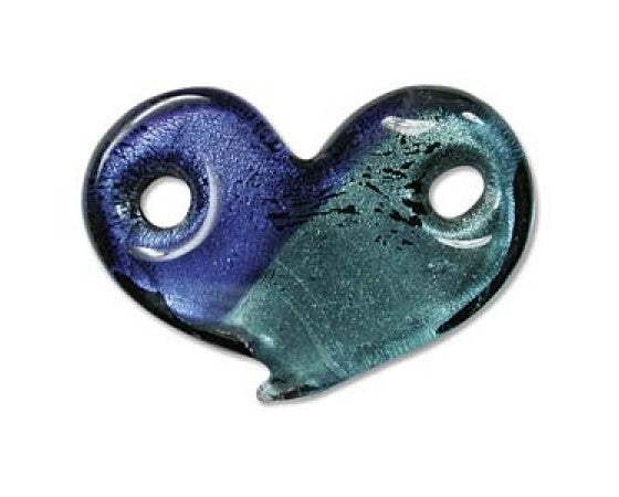 Art Glass - Heart (Two Holes) - 42mm x 27mm - 1 piece