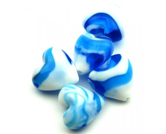 Lampwork - Heart - 20mm - 5 pieces