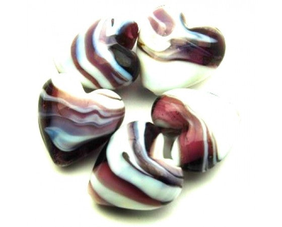 Lampwork - Heart - 20mm - 5 pieces