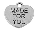 Charms - Heart - Engraved (Made for You) - 15.5mm - 10 pieces - Antique Silver