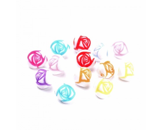 Acrylic - Round - Flower - 10mm - 40 pieces