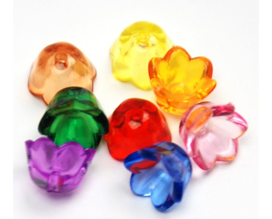 Acrylic - Flowers - Transparent - 6mm x 10mm - 40 pieces