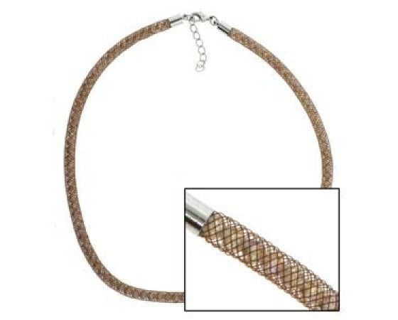 Mesh Necklace lined with Bicone Beads - 5.3mm - 43cm