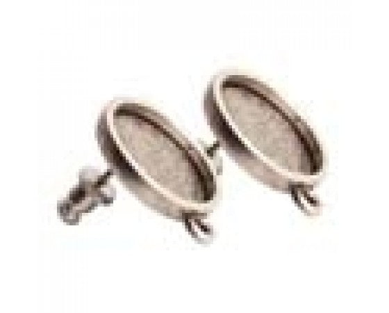 Bezel Earring - Mini Circle - Nunn Design - 18mm - 1 pair - Antique Silver