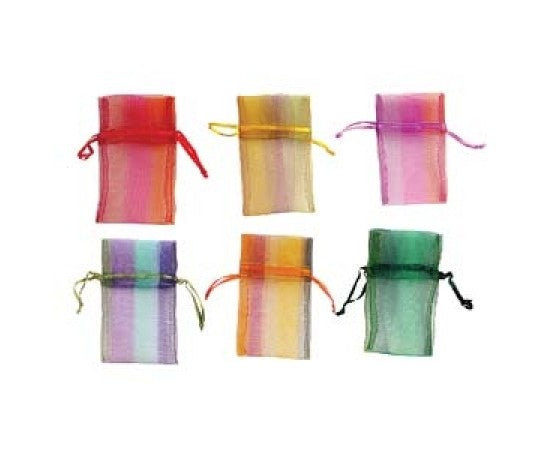 Organza Gift Bag - Pastel Stripes - 10cm x 7.5cm - 3 Pieces