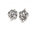 Metal - Connector - Hollow Rose - 21mm x 14mm - Antique Silver