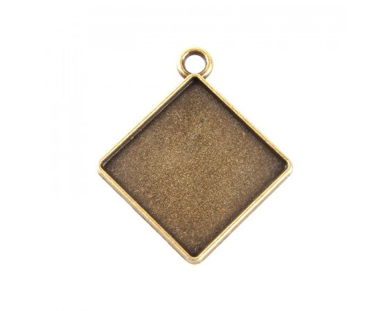 Bezel Pendant - Diamond - 1 piece - Antique Bronze