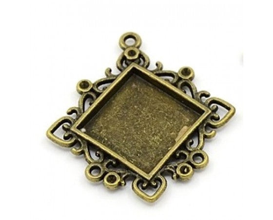 Bezel Pendant - Diamond - 1 piece - Antique Bronze
