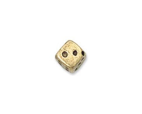 Metal - Cube (Dice) - 4.5mm - 10 pieces - Antique Gold