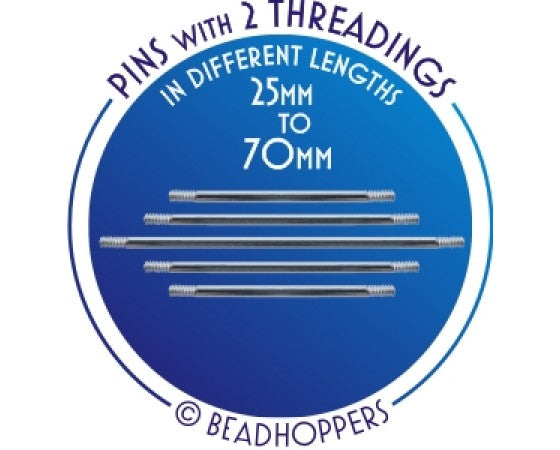 Beadhopper - Interchangeable Two End Threaded Pins - 1 piece - Silver