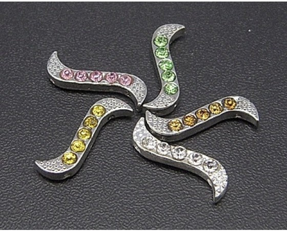 Metal - Connector - 'S' Shape with Rhinestones - 19mm x 6mm - 10 pieces