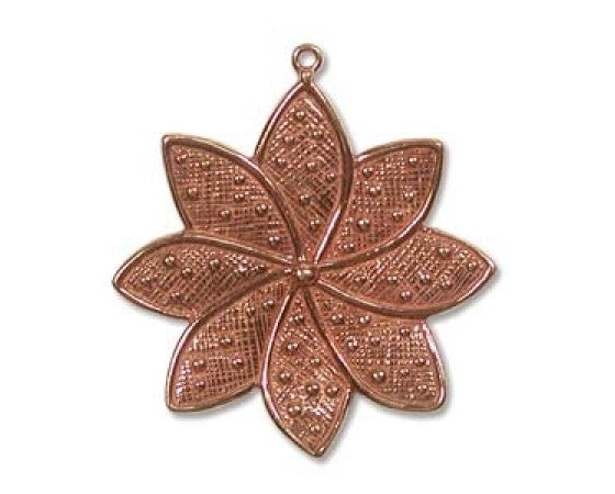 Pendant - Flower - Antique Copper Plated - 38mm x 35mm - 1 piece