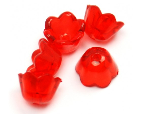 Acrylic - Flowers - Transparent - 6mm x 10mm - 40 pieces