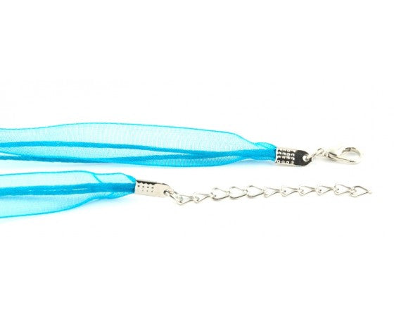 Cotton Wax Cord and Organza Ribbon Necklace - 10mm - 44cm