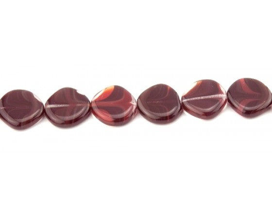 Glass - Coin (Irregular) - 14mm - 14 pieces - Black and Red