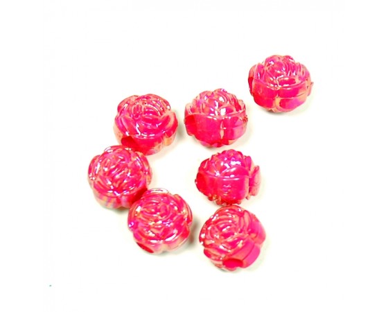 Acrylic - Round - Flower - 10mm - 40 pieces - Pink