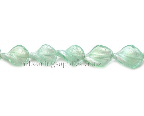 Lampwork - Silver-Foil - Twist - 15mm x 20mm - 10 pieces