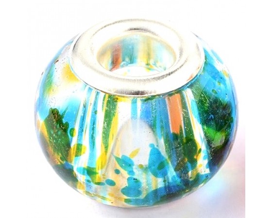 Glass - Rondelle (European Style)- 15mm x 12mm - 1 piece - Spray Painted