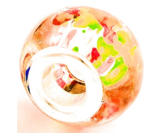 Glass - Rondelle (European Style)- 15mm x 12mm - 1 piece - Spray Painted