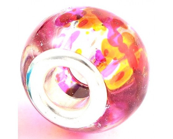 Glass - Rondelle (European Style)- 15mm x 12mm - 1 piece - Spray Painted