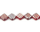 Glass - Diamond - 14mm - 11 pieces - Red and Silver