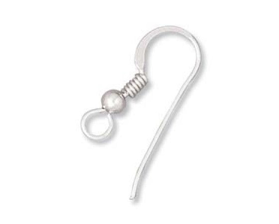 Earwire (Flat) with Bead - Sterling Silver - 1 pair