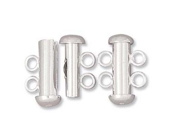 Multi Strand Slide Clasp with 2 Rings - Sterling Silver - 16mm - 1 Set