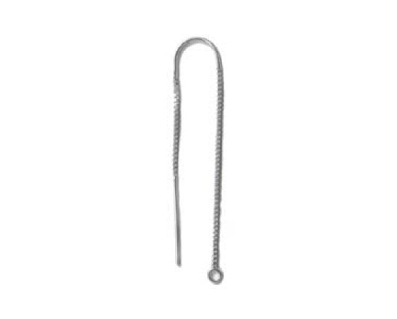 Ear U-Thread Boxchain with Open Jumpring - Sterling Silver - 7.5cm - 1 pair